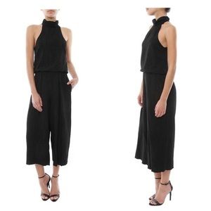 Saylor Kaitlyn black textured halter jumpsuit
